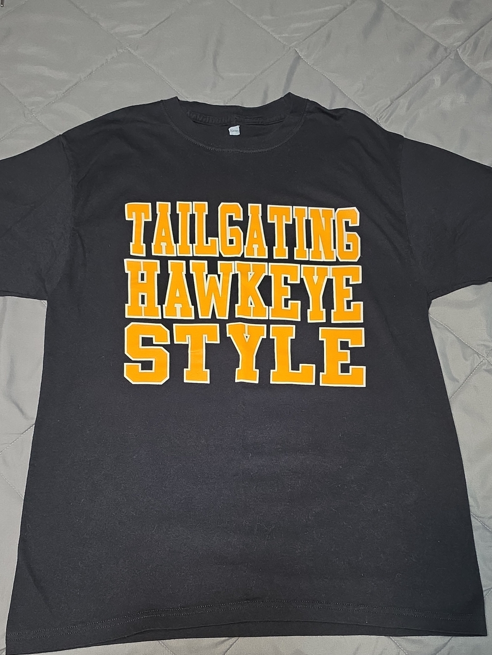 Hanes Black Short Sleeve Tee with Yellow Varsity Graphic